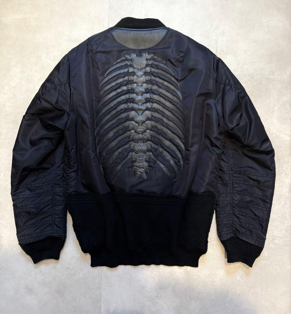 【名作】アンダーカバー 13AW 骨レザーパッチ MA-1 ブラック サイズ3