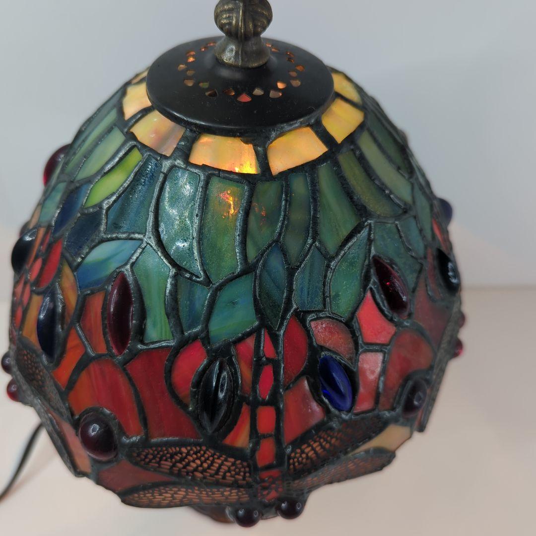 【 アンティーク 】 ステンドグラス／テーブルライト／トンボ／立体ガラス