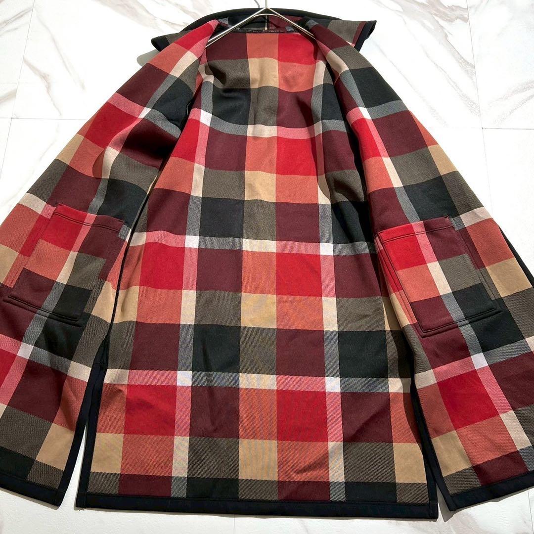 美品 ブルーレーベルクレストブリッジ チェックリバーシブルダンボールコーディガン