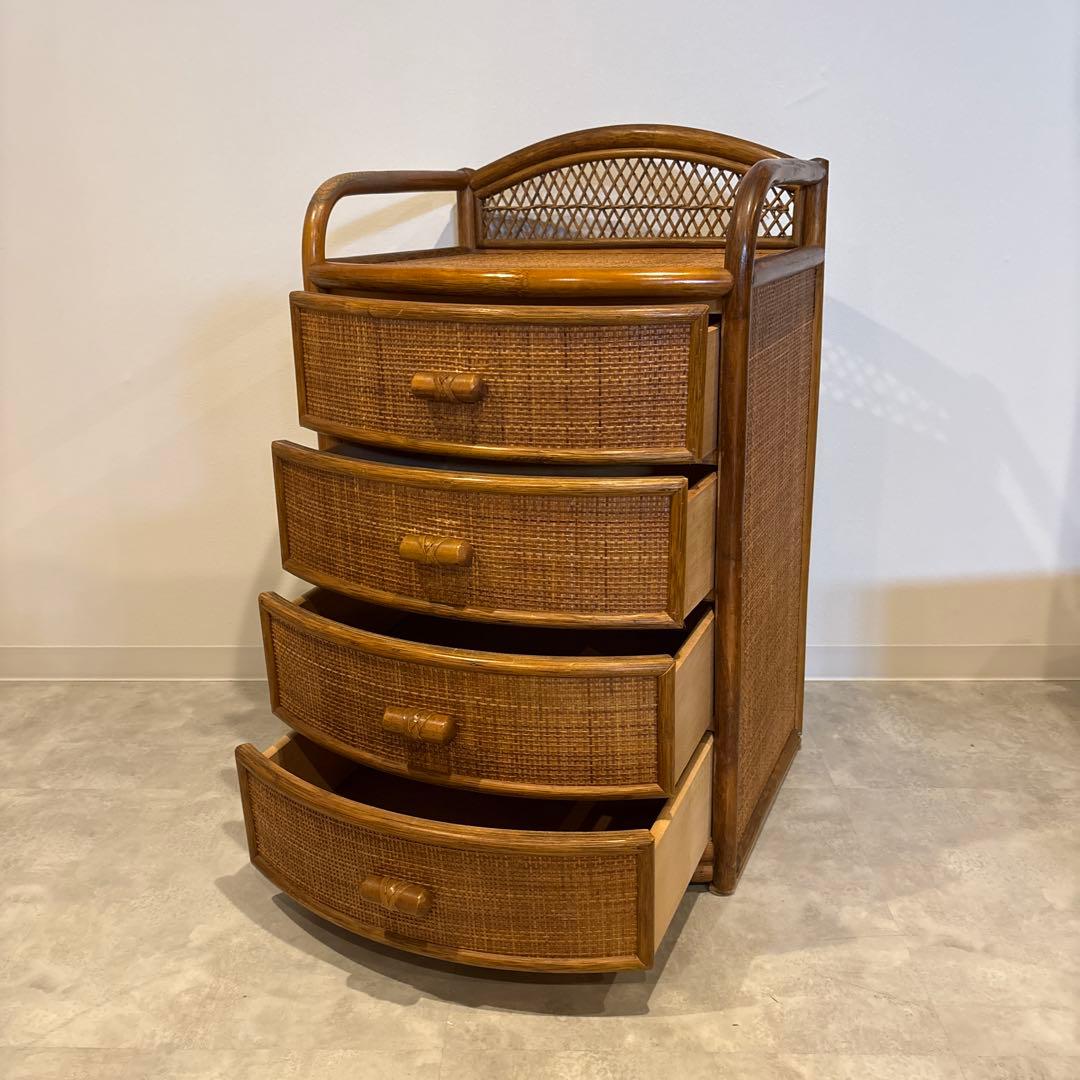 ラタン　4段　チェスト　引き出し収納