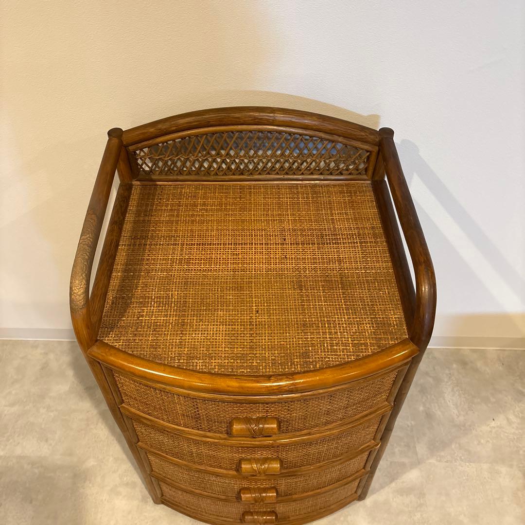 ラタン　4段　チェスト　引き出し収納