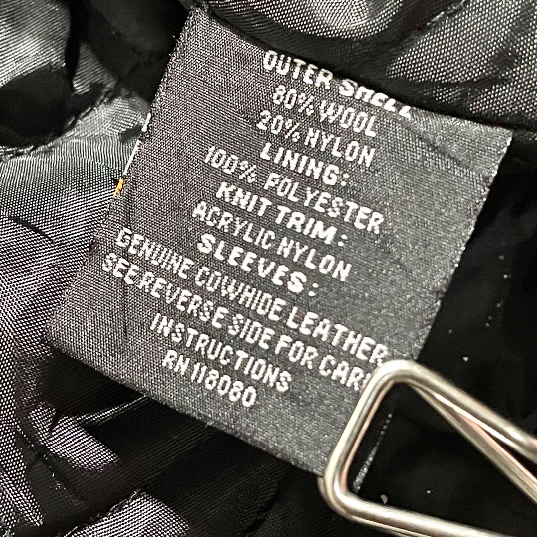 STEWART&STRAUSS　ウールスタジャン　袖レザー　2XL　エンジ無地