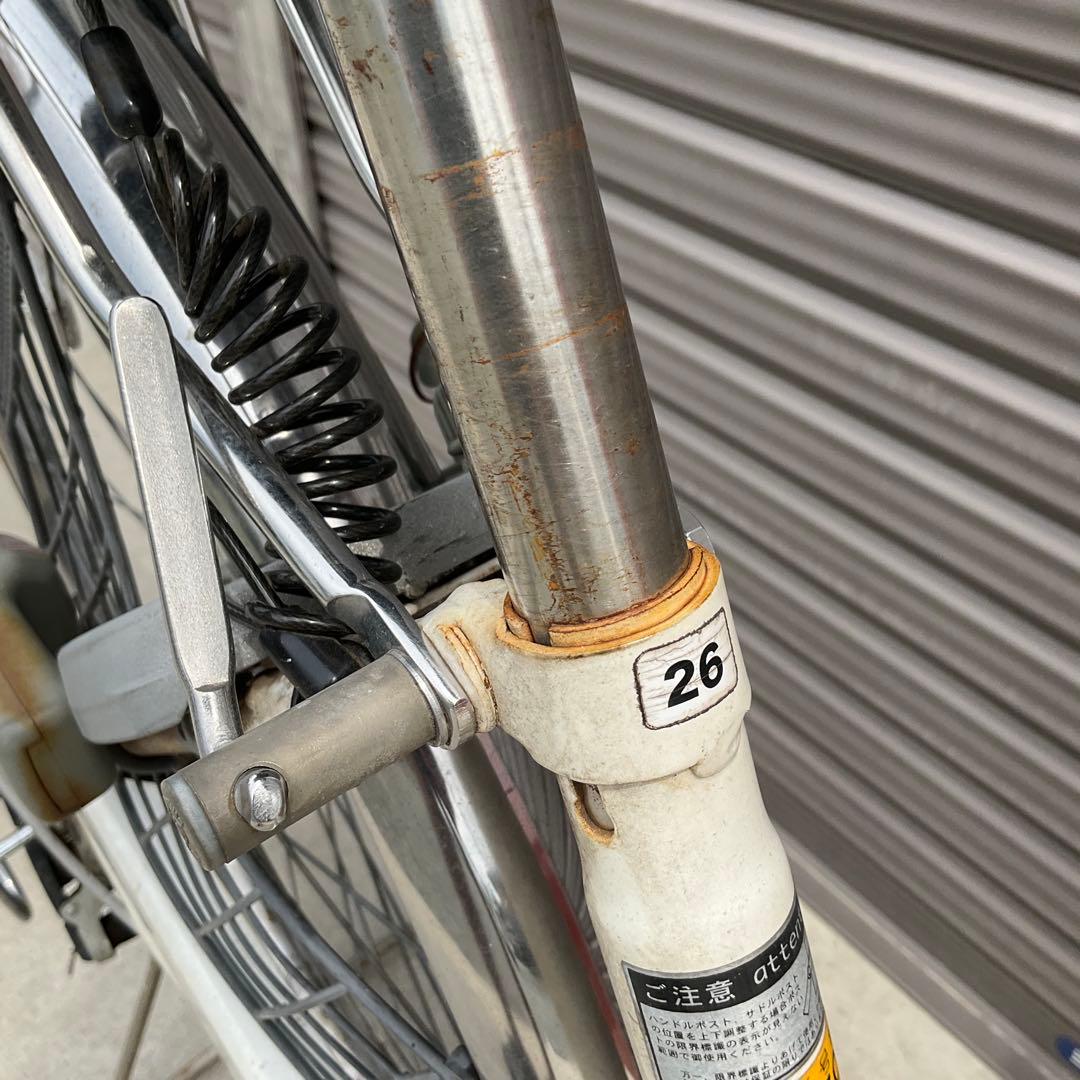 前橋市内引渡】ママチャリ 26インチ自転車 6段変速/カゴ/鍵/オートライト付