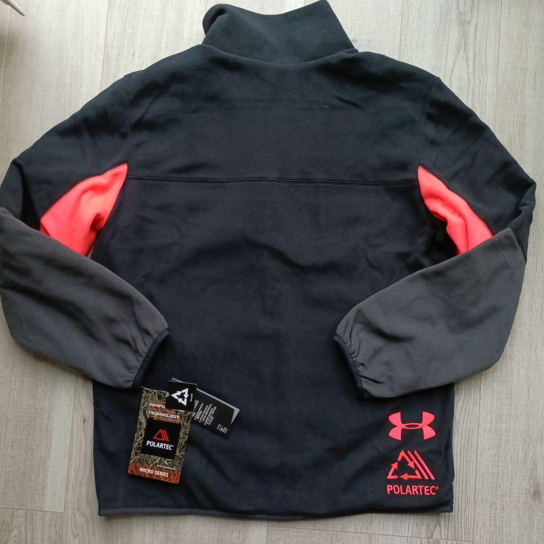 新品 15400円★アンダーアーマ POLARTEC 黒 蛍光オレンジ フリース