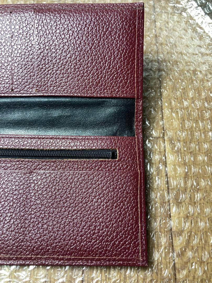 希少色　皇居財布レザー長財布 菊の御紋　ケース 小銭入れ エンジ ボルドー