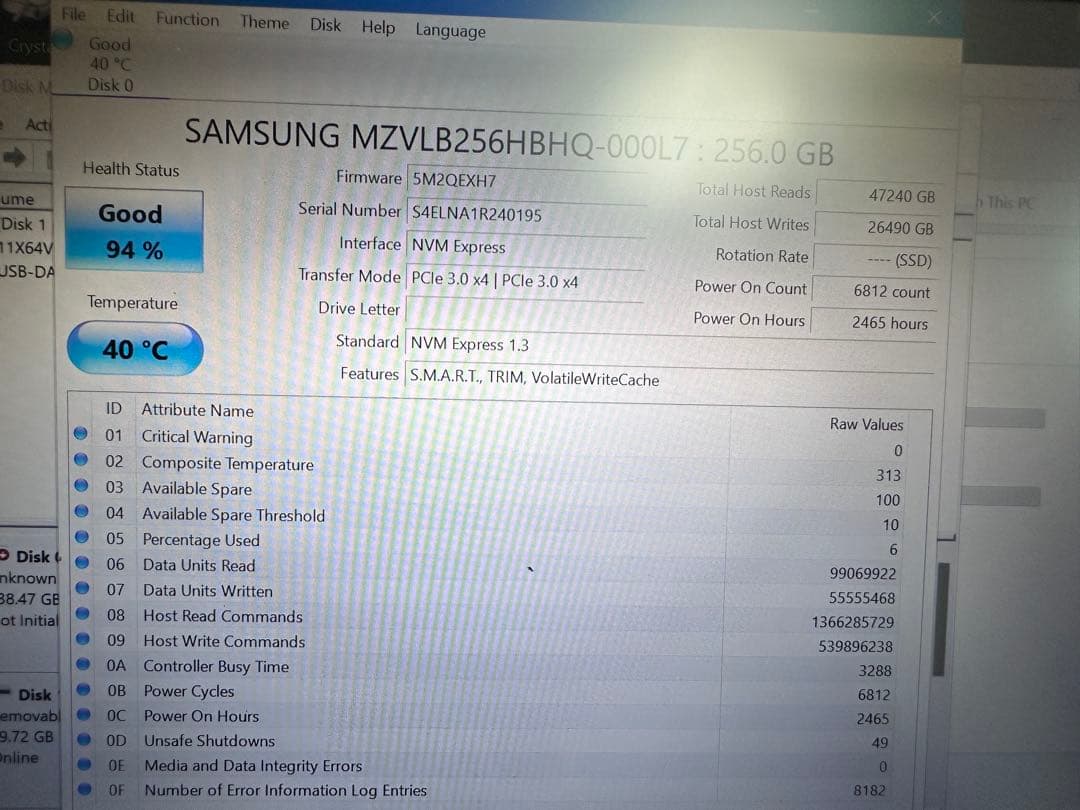 Samsung 256GB NVMe SSD 99% 98% 94% まとめ出品