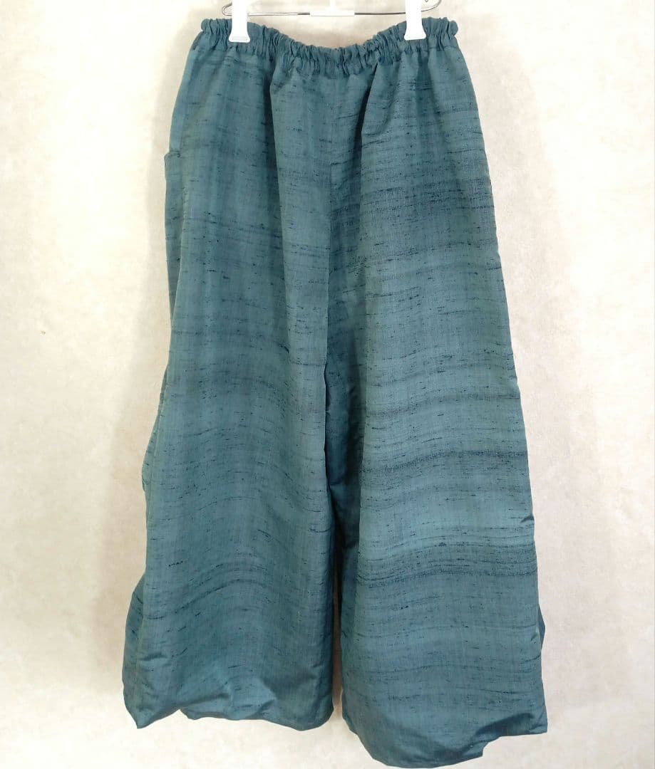 216　手染め大輔　着物リメイク　紬　トップスとサルエルパンツ　フリーサイズ