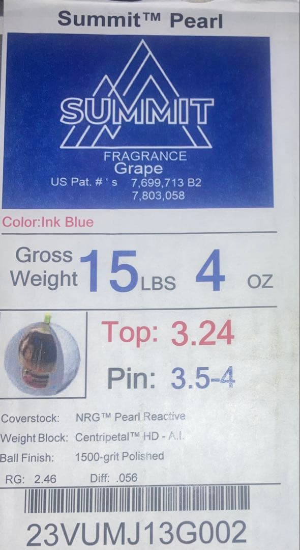 ボウリング　サミットパール　15ポンド 新品　ストーム