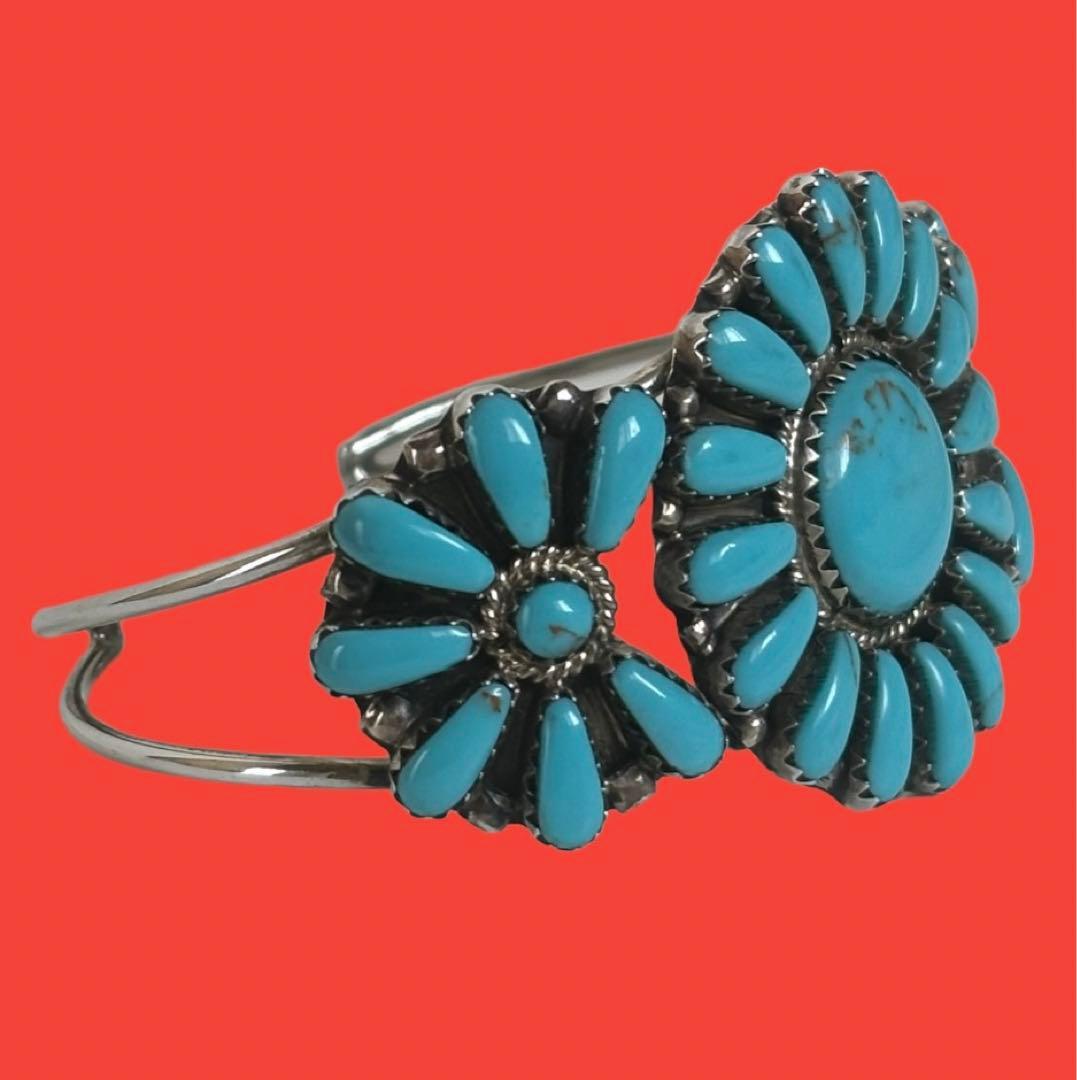 ＊STERLING＊ターコイズ バングル ナバホ インディアンジュエリー 刻印有