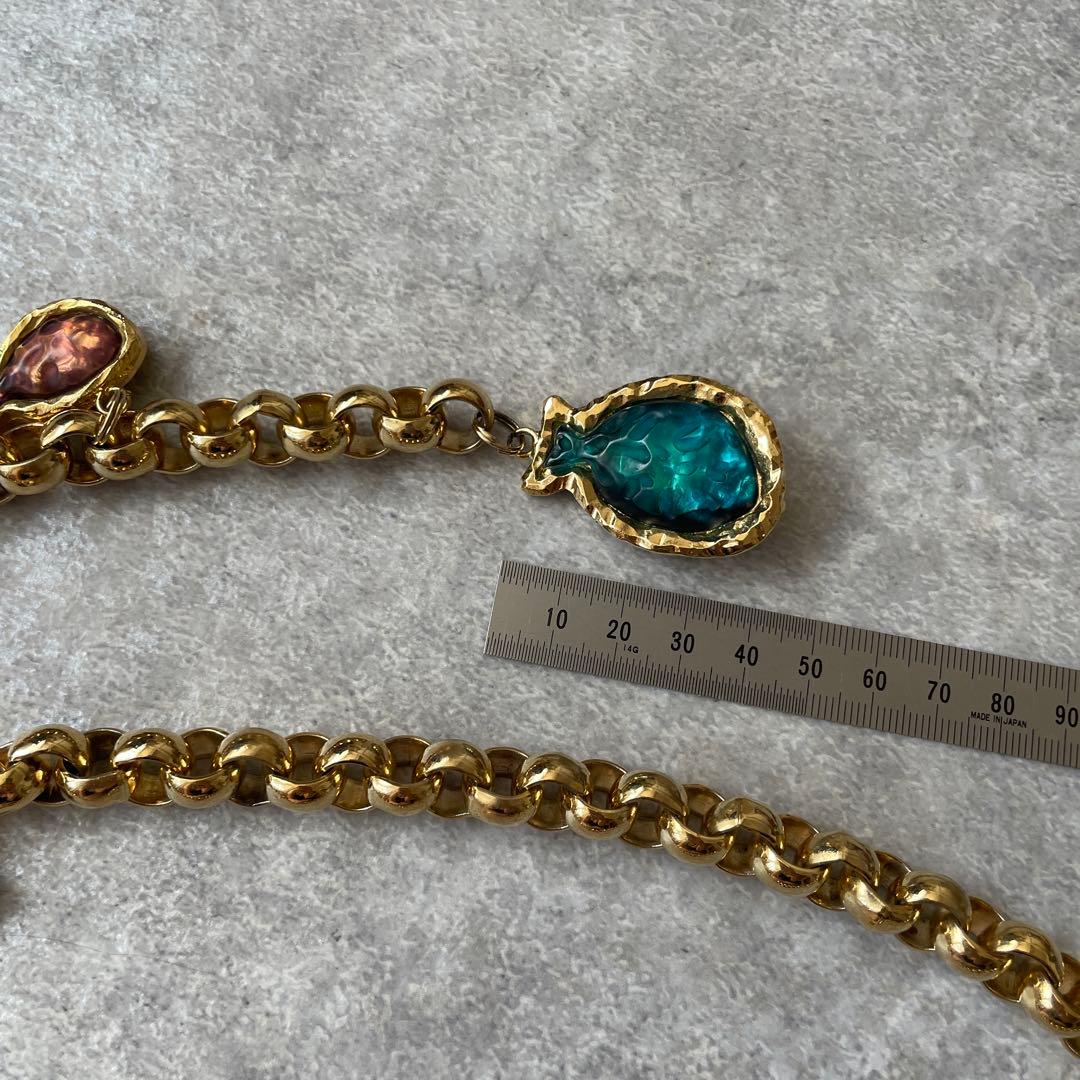 美品【レア】ヴィンテージ チェーンベルト ビジュー付き ゴールド レトロ