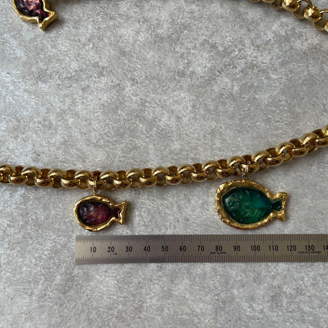 美品【レア】ヴィンテージ チェーンベルト ビジュー付き ゴールド レトロ