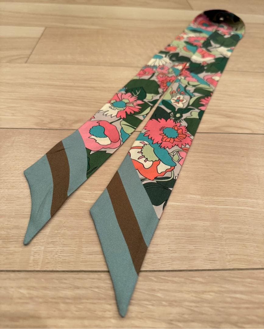 HERMES エルメス カレ90 花の中で過ごす時間 ブルー系 タグ切れ 楽天