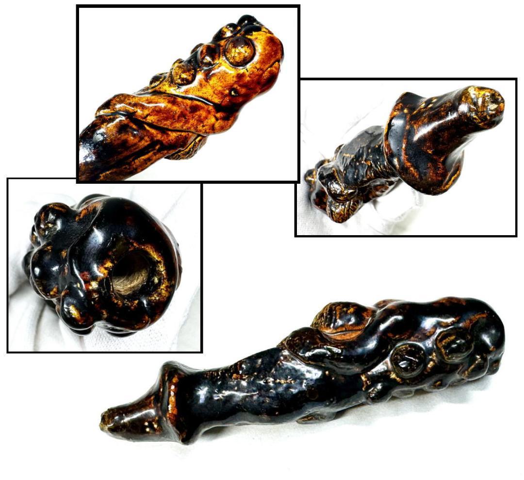 西洋陶器キセル 煙管 時代物 古道具 喫煙具 (旧家蔵出し) WWTT218