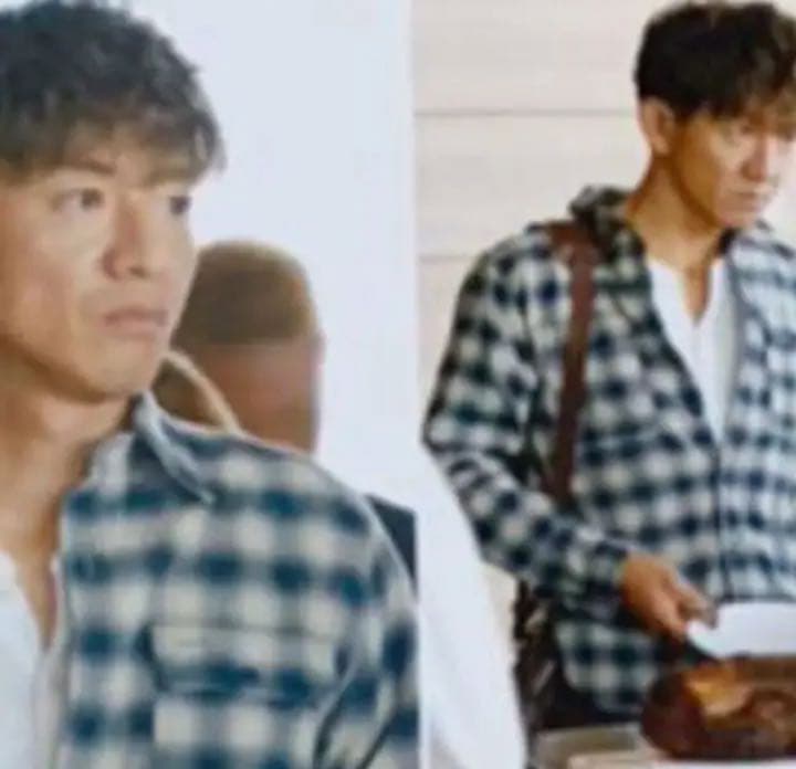 グランメゾン東京 RRL チェックシャツ オフホワイト×ネイビー キムタク