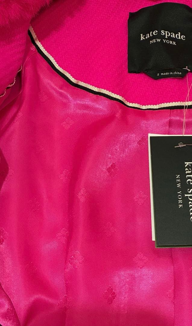 m　再値下げ　新品！ケイトスペード コート　ファーコート　バービー ピンク