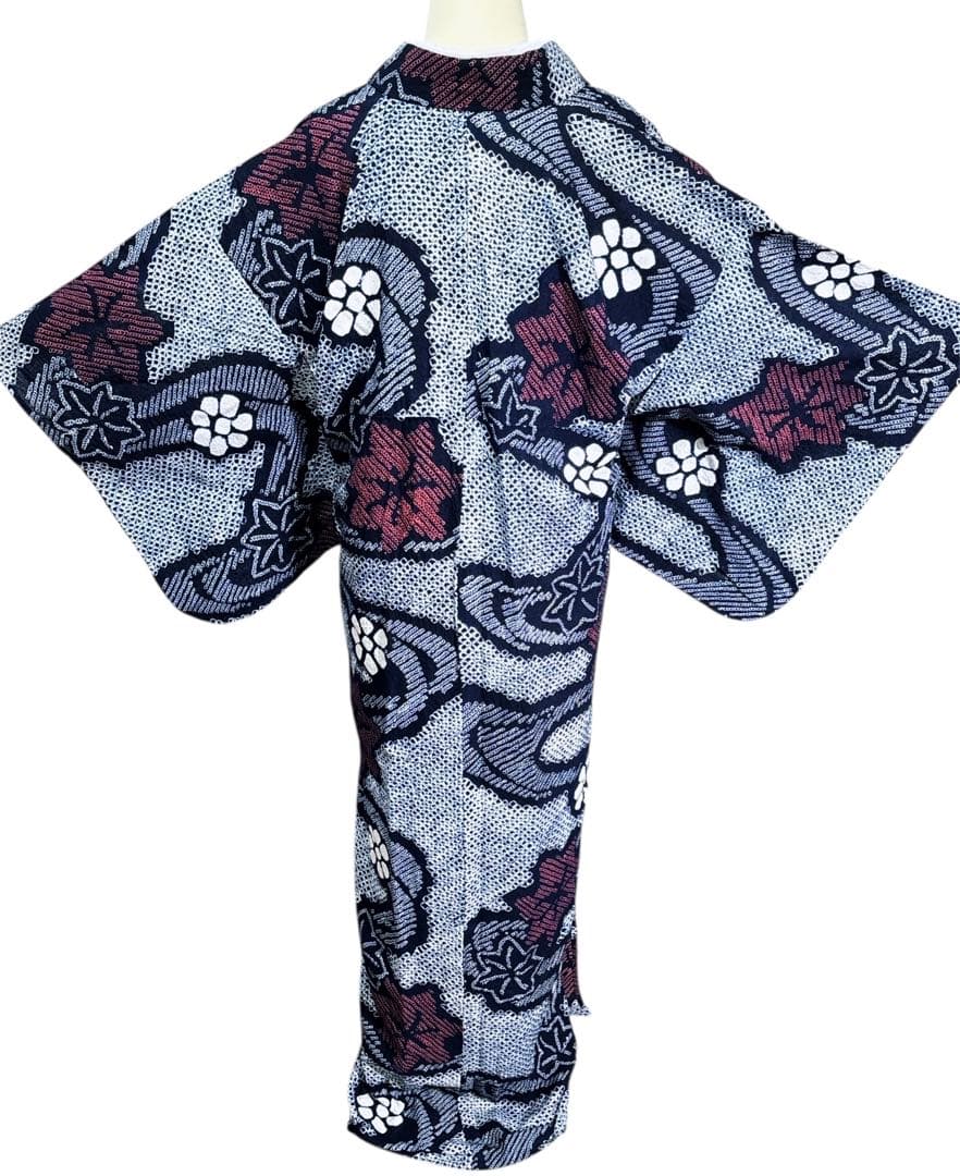A98夏着物　洗える　有松鳴海絞り 高級浴衣 花 綿　祭り　花火会