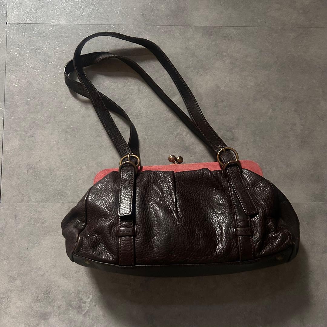 希少❗️】archive miumiu レザー バッグ がま口 ブラウン - メルカリ
