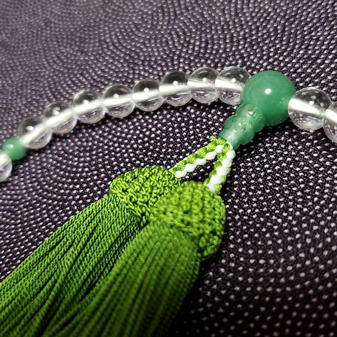 【縋房】御念珠 数珠 インド翡翠 女性用 本絹房 艶あり 雅 A25-2