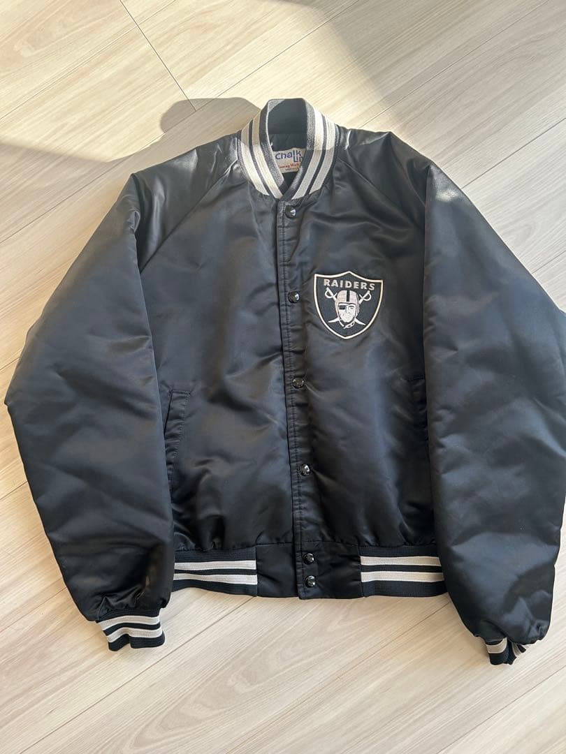 美品　80s RAIDERS スタジャン ブラックL