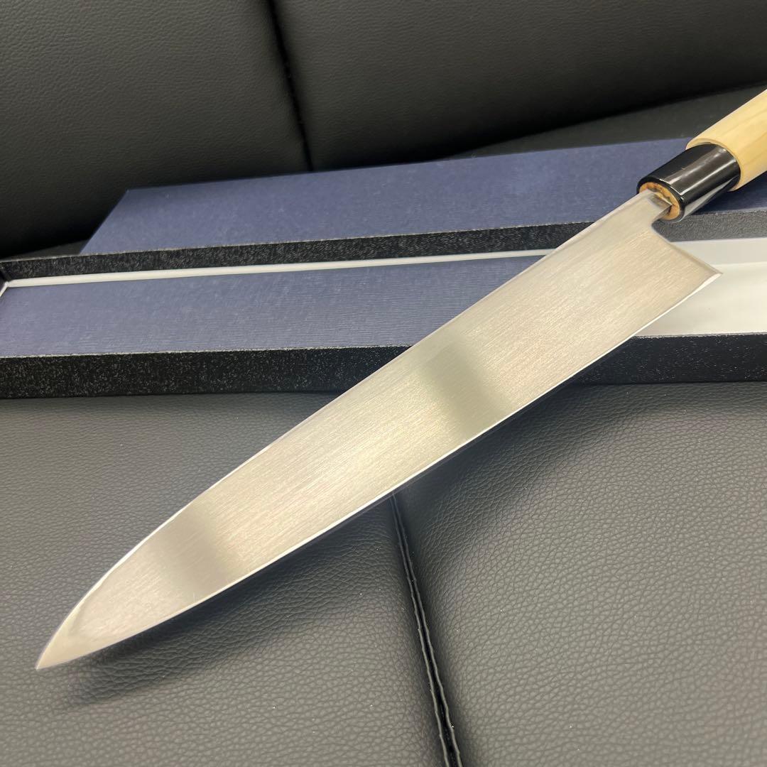 ★新品★堺正孝白鋼身卸包丁240mm八寸堺打刃物化粧箱入右片刃和包丁