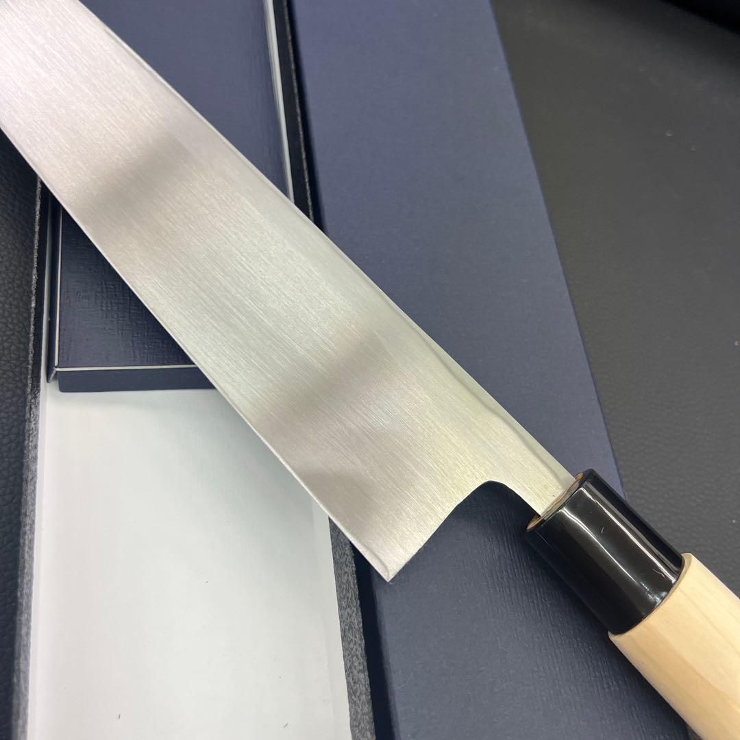 ★新品★堺正孝白鋼身卸包丁240mm八寸堺打刃物化粧箱入右片刃和包丁