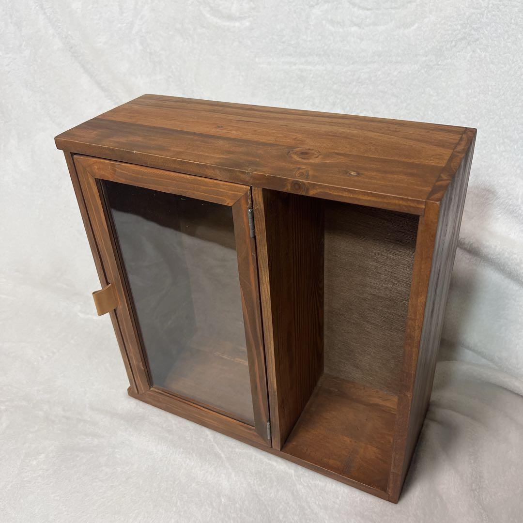 たーたんアンティーク ウッド ディスプレイラック 木製キャビネットガラス扉