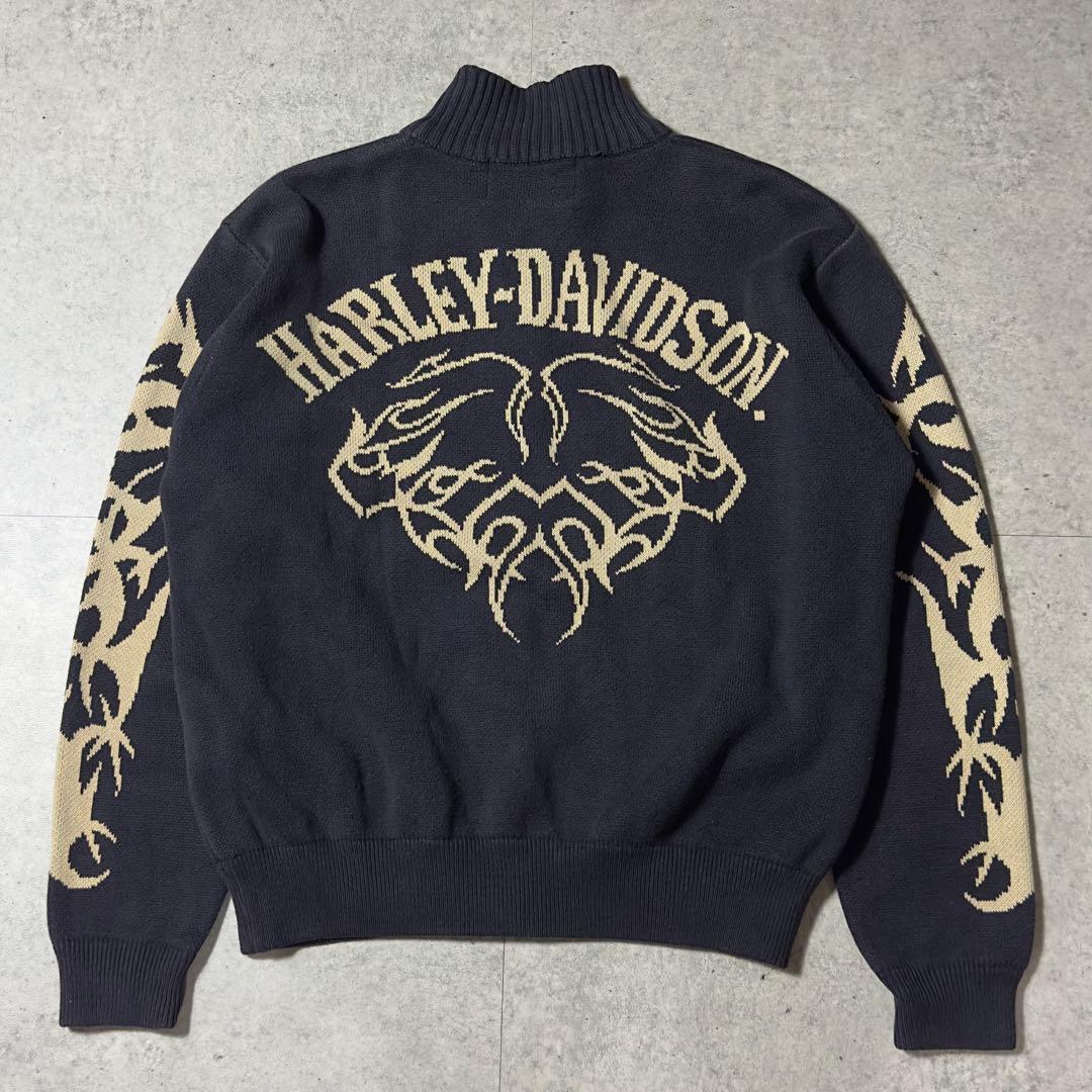 90s Harley-Davidson コットン ドライバーズニット 編み込み