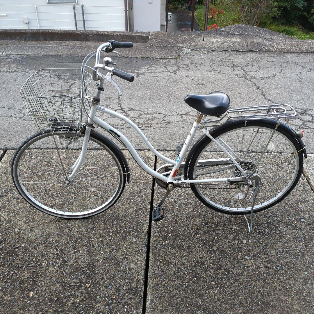 シティサイクル ホワイト 前カゴ・リアキャリア付き
