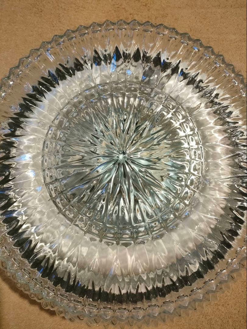 【昭和レトロなガラスの蛍光灯】クリスタルカット/円形ガラスシェード/昭和レトロ