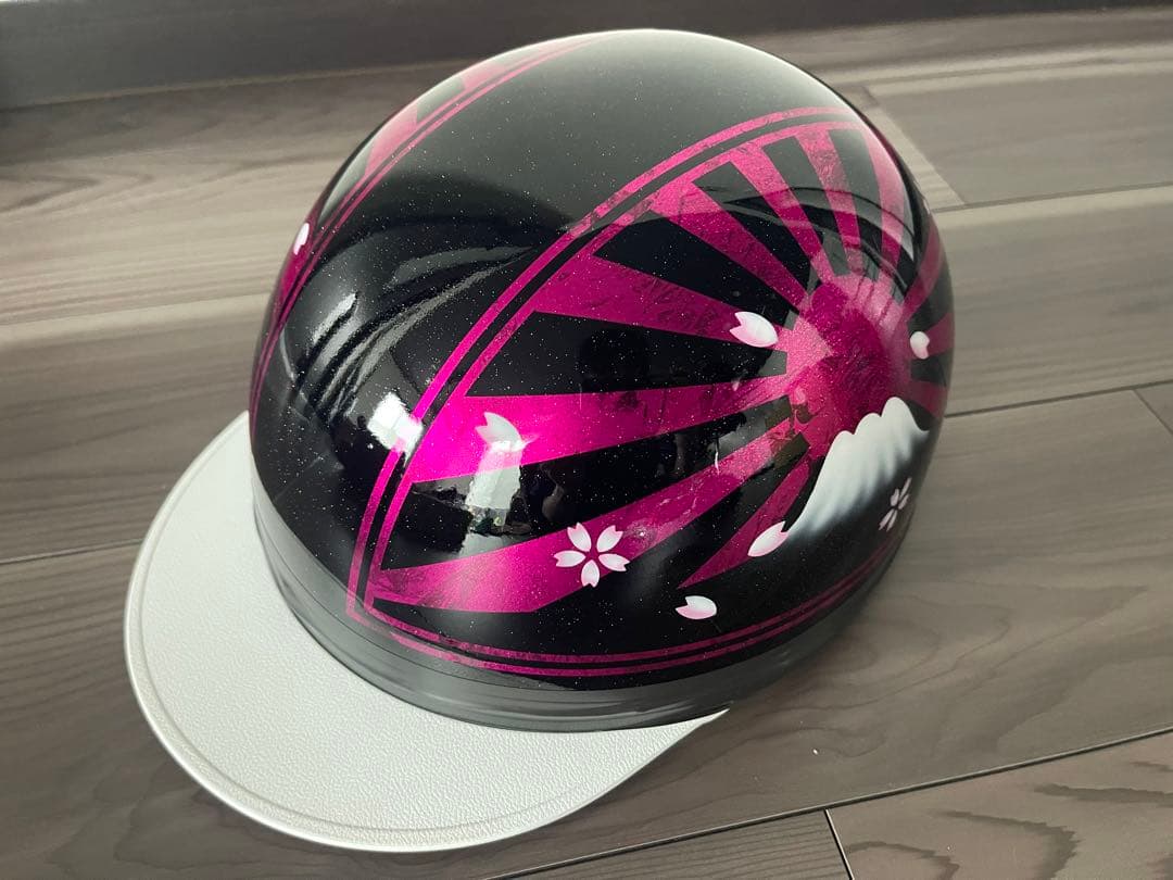 七色ラメ 富士日章 コルク半 ヘルメット 旧車會 暴走族 CBX400F 旭風防