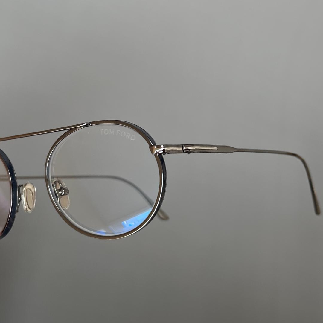 トムフォード メガネ クラシカル オーバル ガンメタ ネイビー グレー シンプル