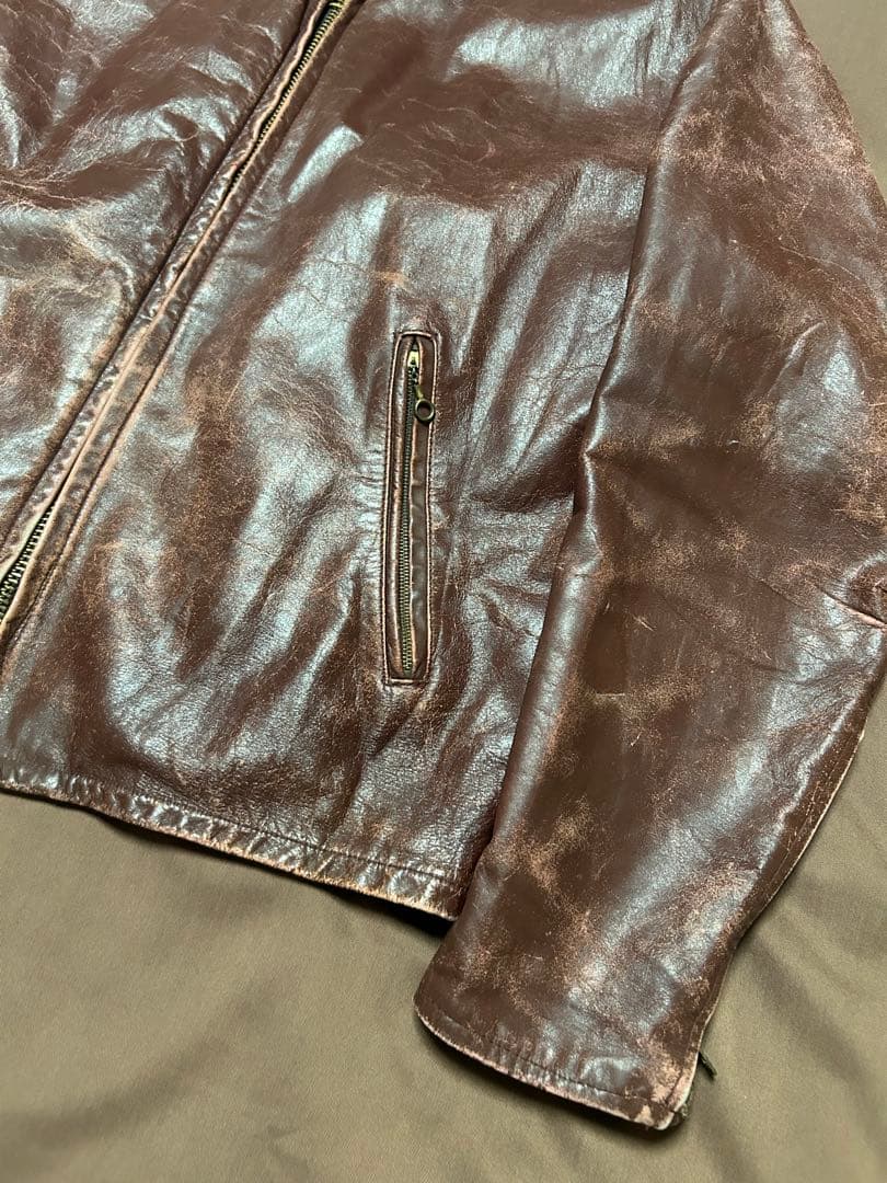 襤褸 60s70s USA製 TALONジップ レザー ジャケット ブラウンXL