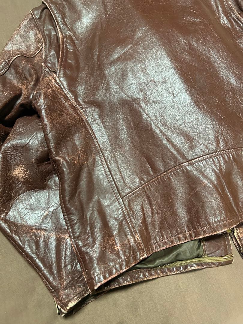 襤褸 60s70s USA製 TALONジップ レザー ジャケット ブラウンXL