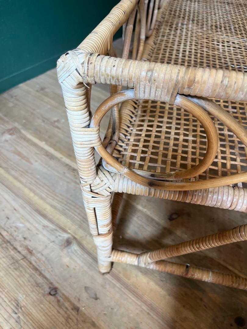 ベビーベッド 籐 ラタン かご バスケット 昭和レトロ 当時物 インテリア 家具
