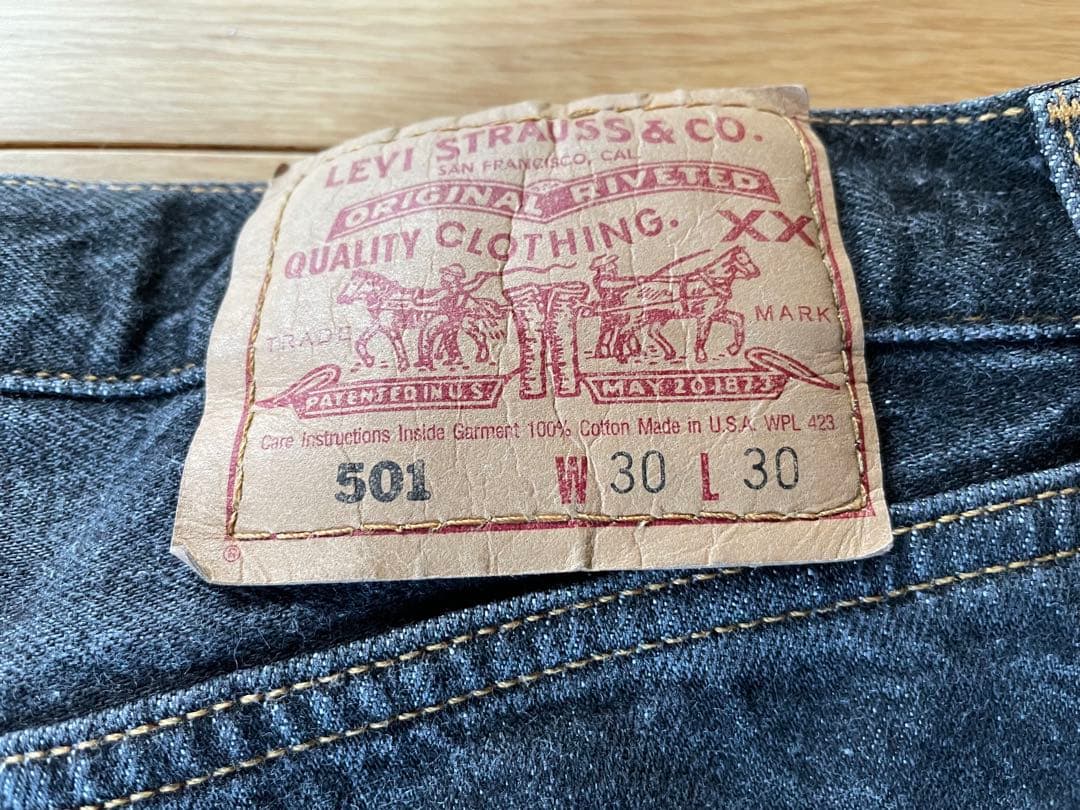 【美品】リーバイス 501 先染めブラックデニム　W30×L30 アメリカ製