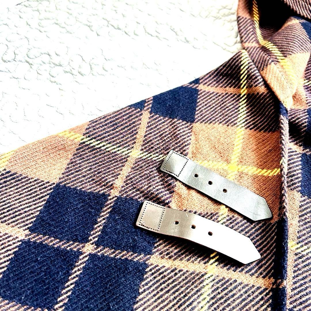 バーバリーブルーレーベル❤️ポンチョ ストール チェック フード　ウール100