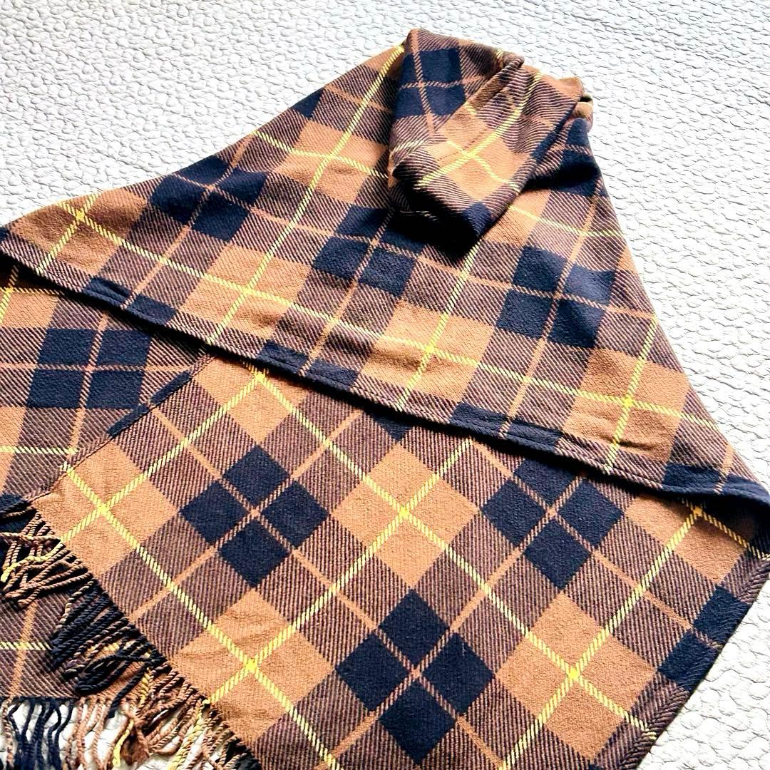 バーバリーブルーレーベル❤️ポンチョ ストール チェック フード　ウール100