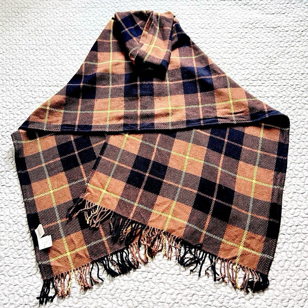 バーバリーブルーレーベル❤️ポンチョ ストール チェック フード　ウール100