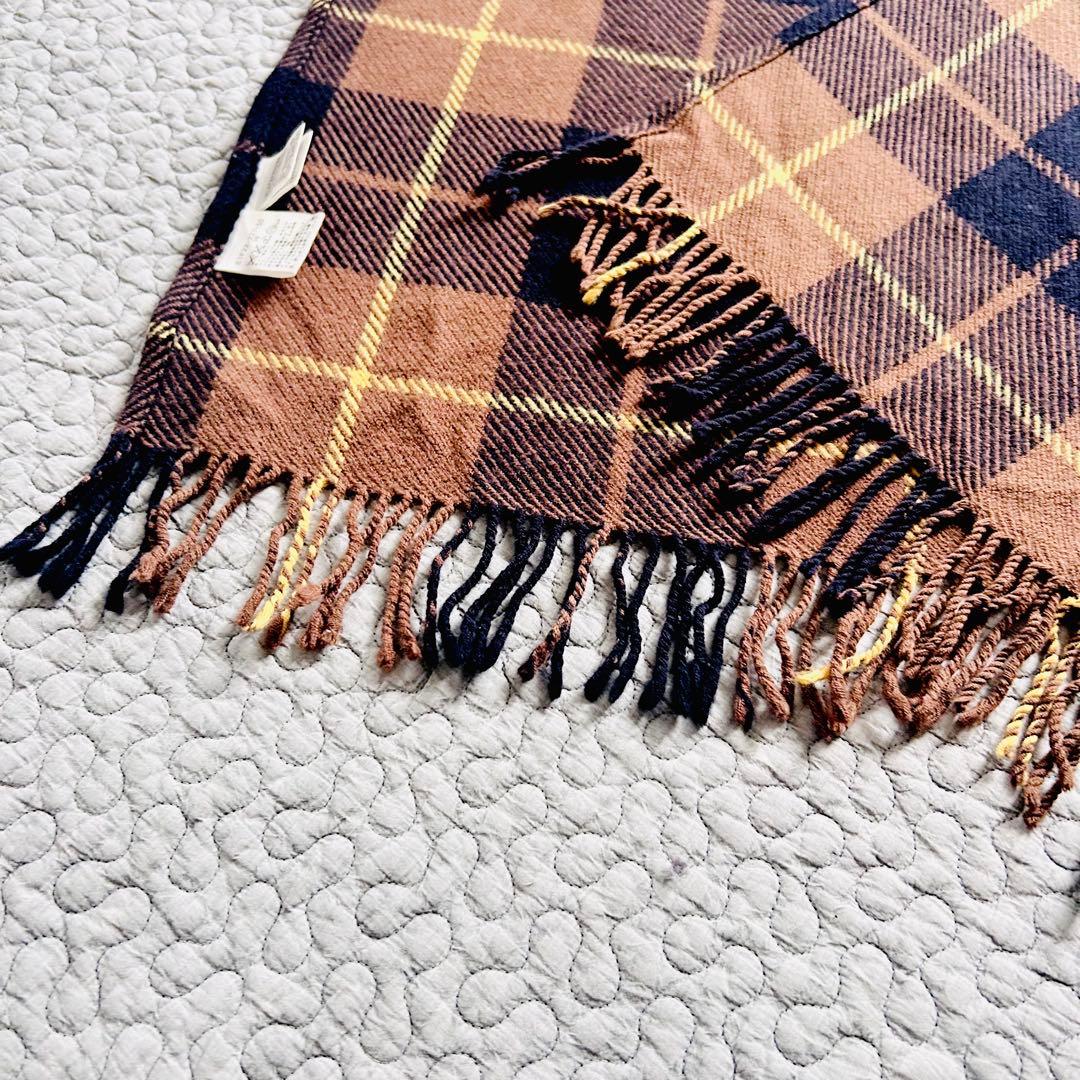 バーバリーブルーレーベル❤️ポンチョ ストール チェック フード　ウール100