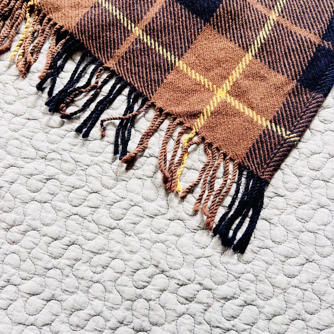 バーバリーブルーレーベル❤️ポンチョ ストール チェック フード　ウール100