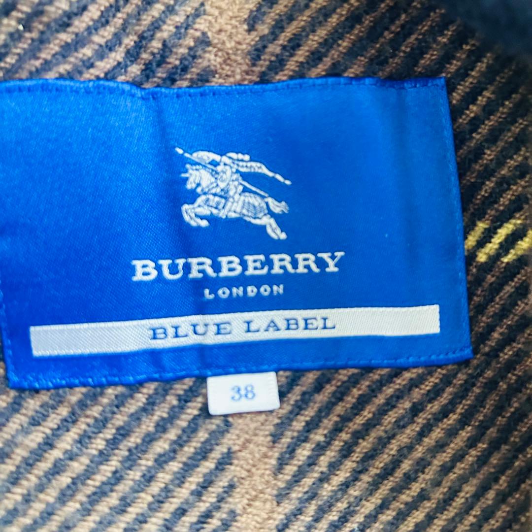 バーバリーブルーレーベル❤️ポンチョ ストール チェック フード　ウール100