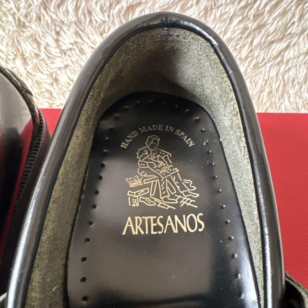 アルテサノス Tストラップローファー レザーフラットシューズ　38 ブラック　黒