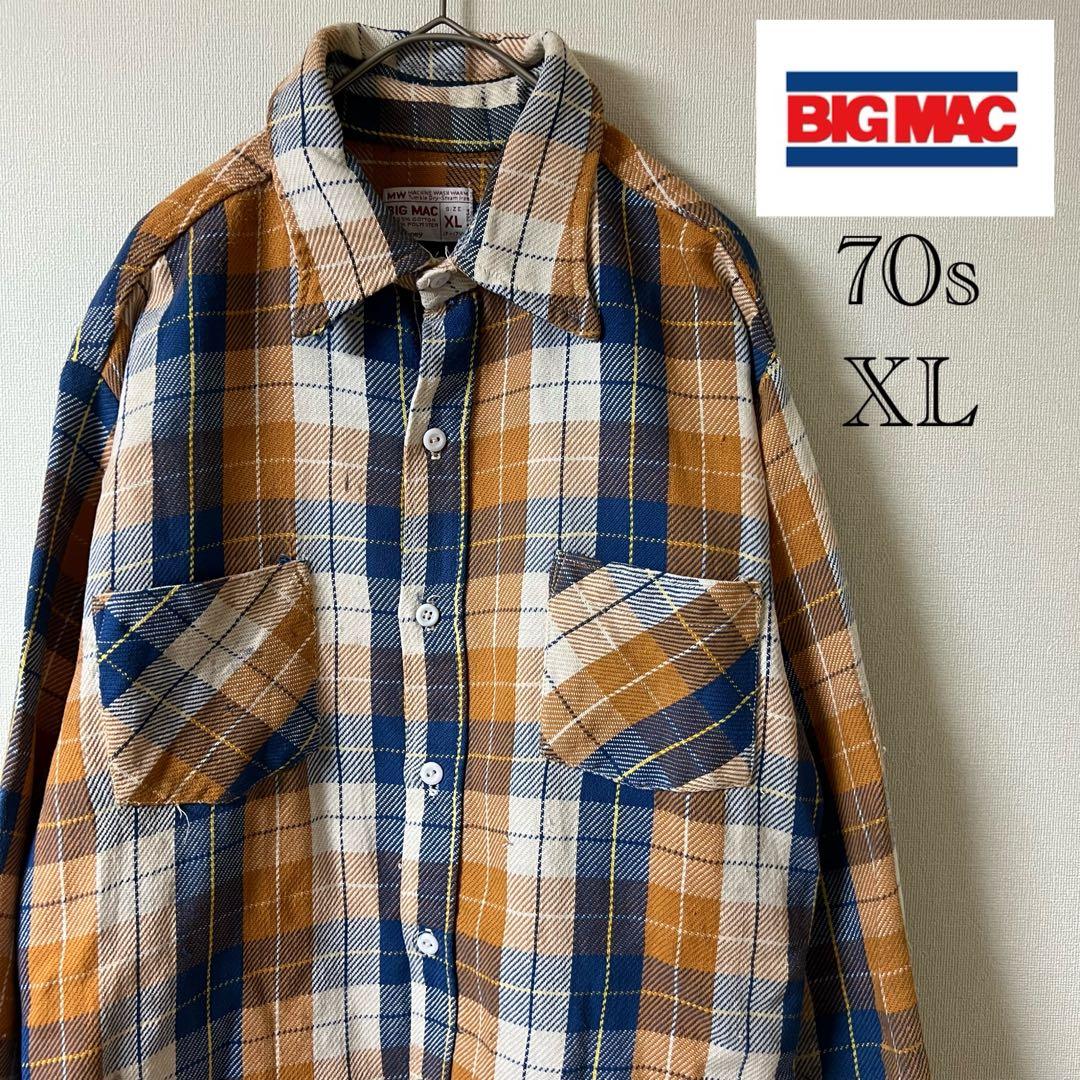 70s BIG MAC（ビッグマック）ヘビーネルシャツ/XL/オレンジ - メルカリ