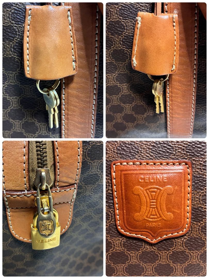 美品 CELINE セリーヌ ボストン マカダム トリオンフ PVC レザー