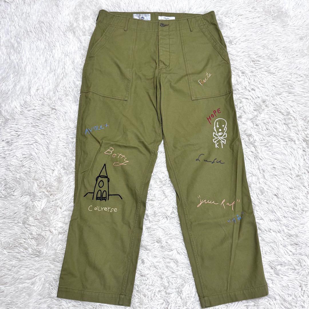AVIREX HOSU ホス コラボ 手刺繍 ベイカーパンツ ミリタリー XL