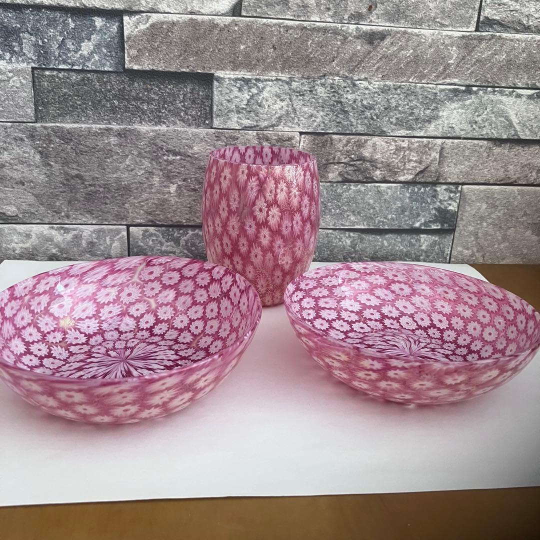 ベネチアンガラス　murano ムラーノ　ミルフィオリ　プレート　グラス