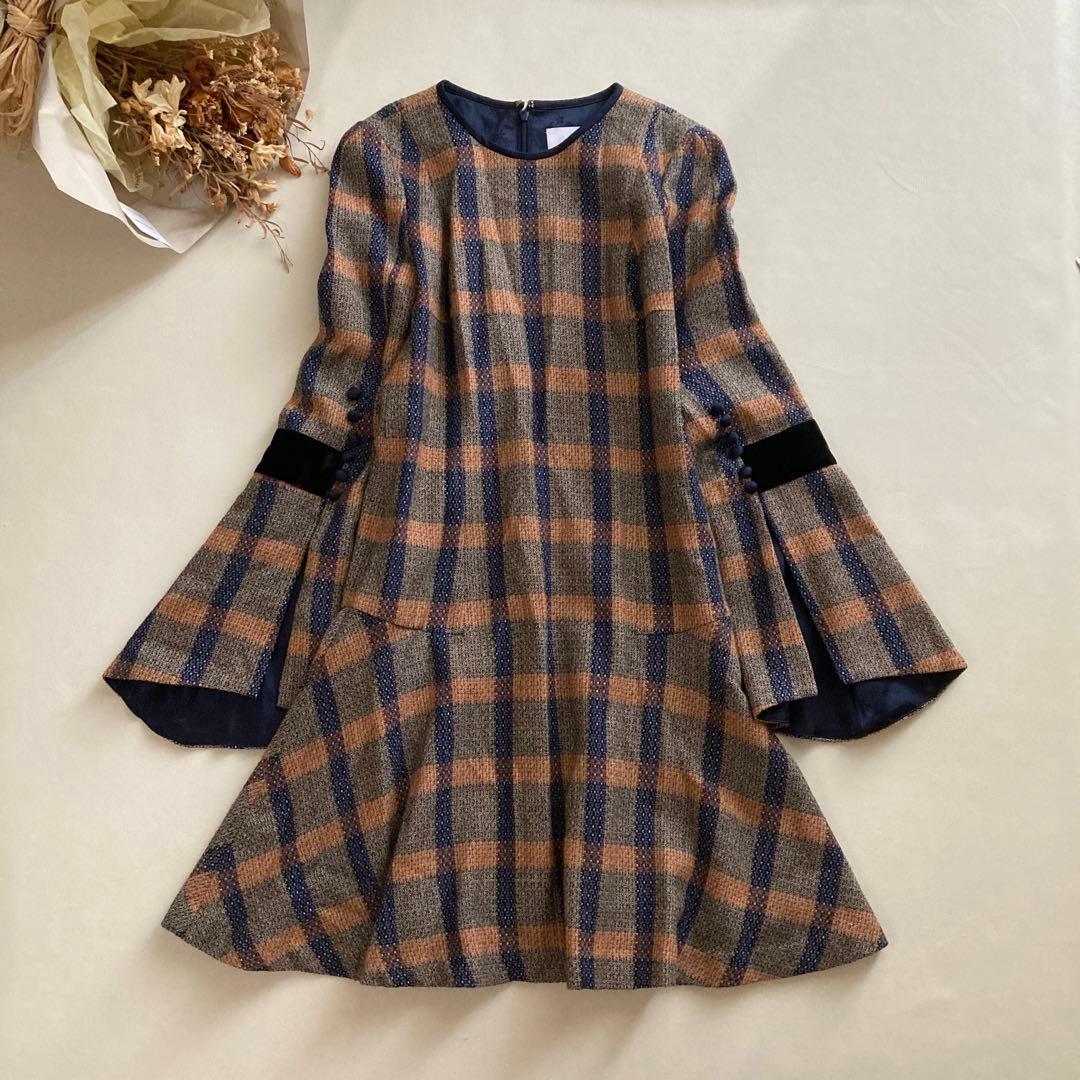 ワンピース mame kurogouchi AfterglowCheckOne-Piece