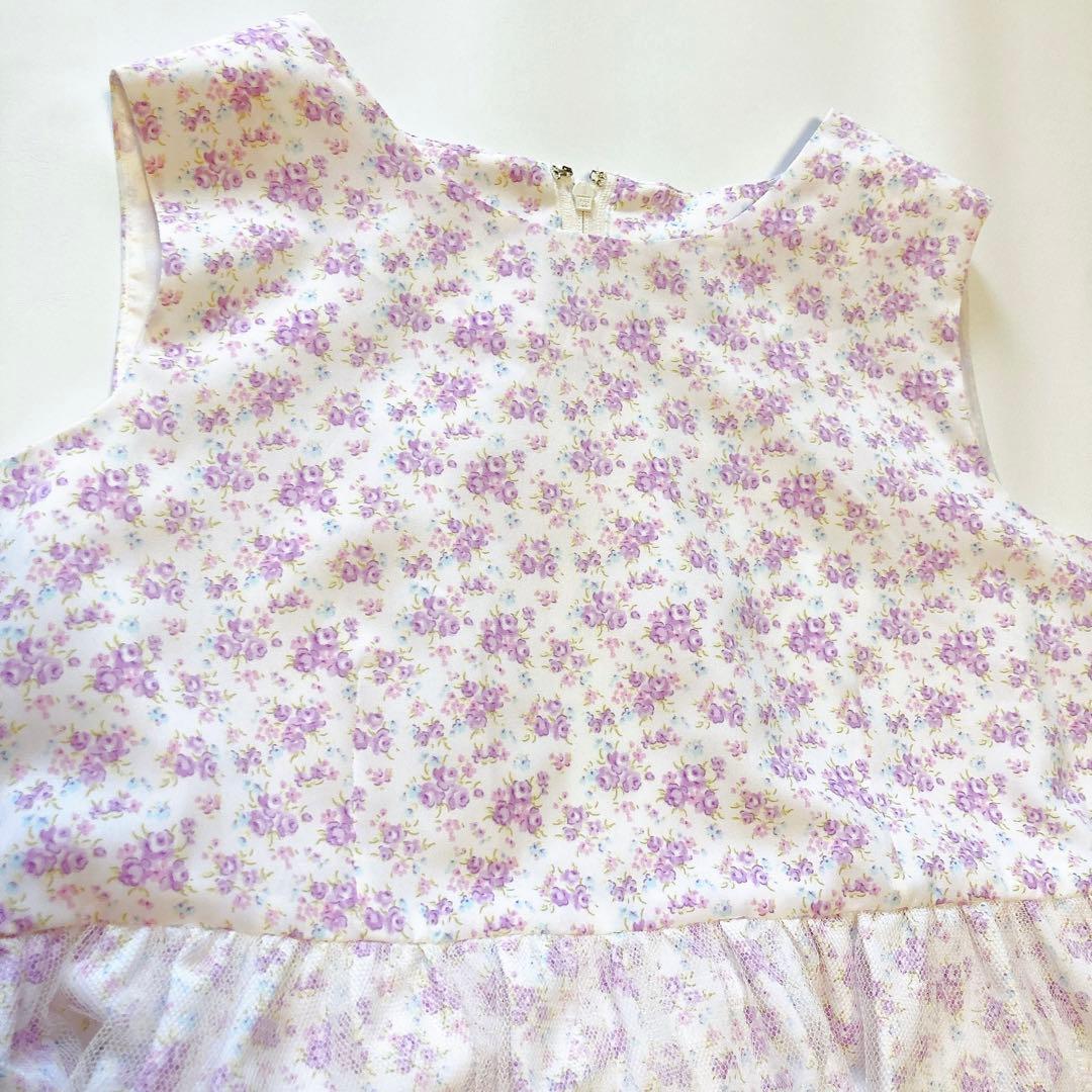 130size ラベンダー×花柄 セレモニー 入学 卒園 発表会 フォーマル