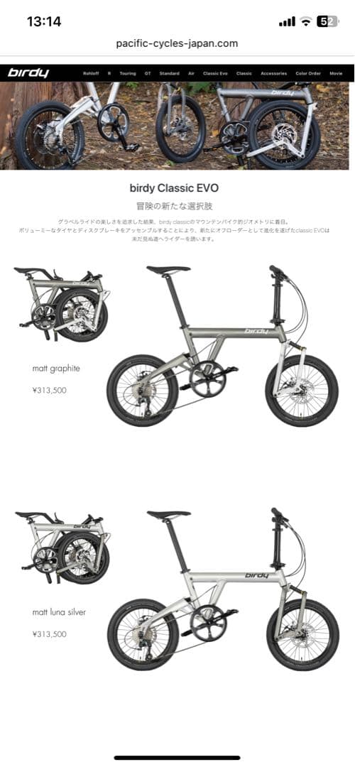 birdy classic EVO 折りたたみ自転車 2025グレー