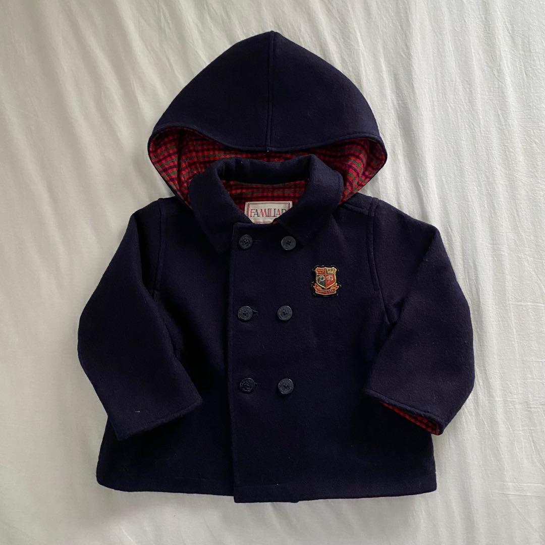 ファミリア ウールコート 130 紺色 ネイビー お受験 ヴィンテージ 毛